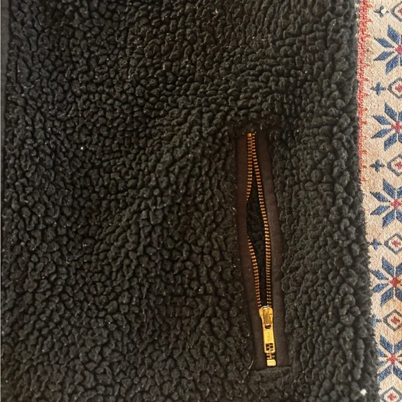 J. Crew Black Sherpa Fleece Vest with Gold Details - Picture 3 of 6